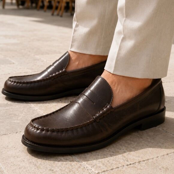 J Crew Camden Loafers Mens 11 Brown Leather Sole Penny Preppy Career BJ009 main image 9